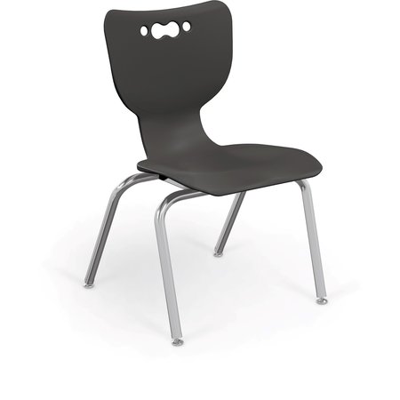 MOORECO Hierarchy School Chair, 4 Leg, 16" Chrome Frame, Black Armless Shell, PK5 53316-5-BLACK-NA-CH